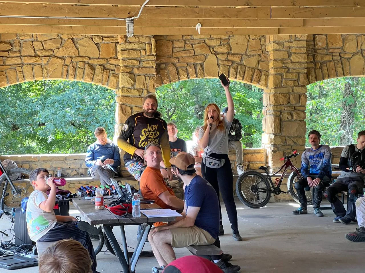 Kyle and Hannah Klausing presenting awards at Camp Shred