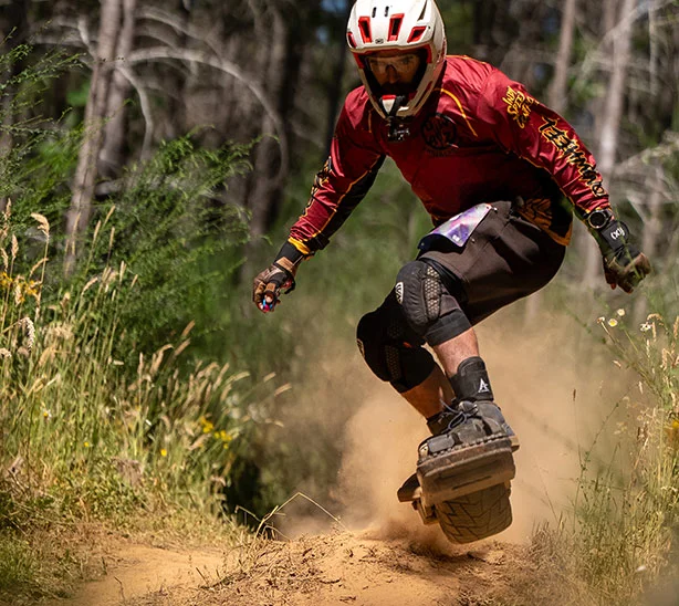 Cameron Patecell airborne on a Onewheel during a Northwest Electric Fest heat